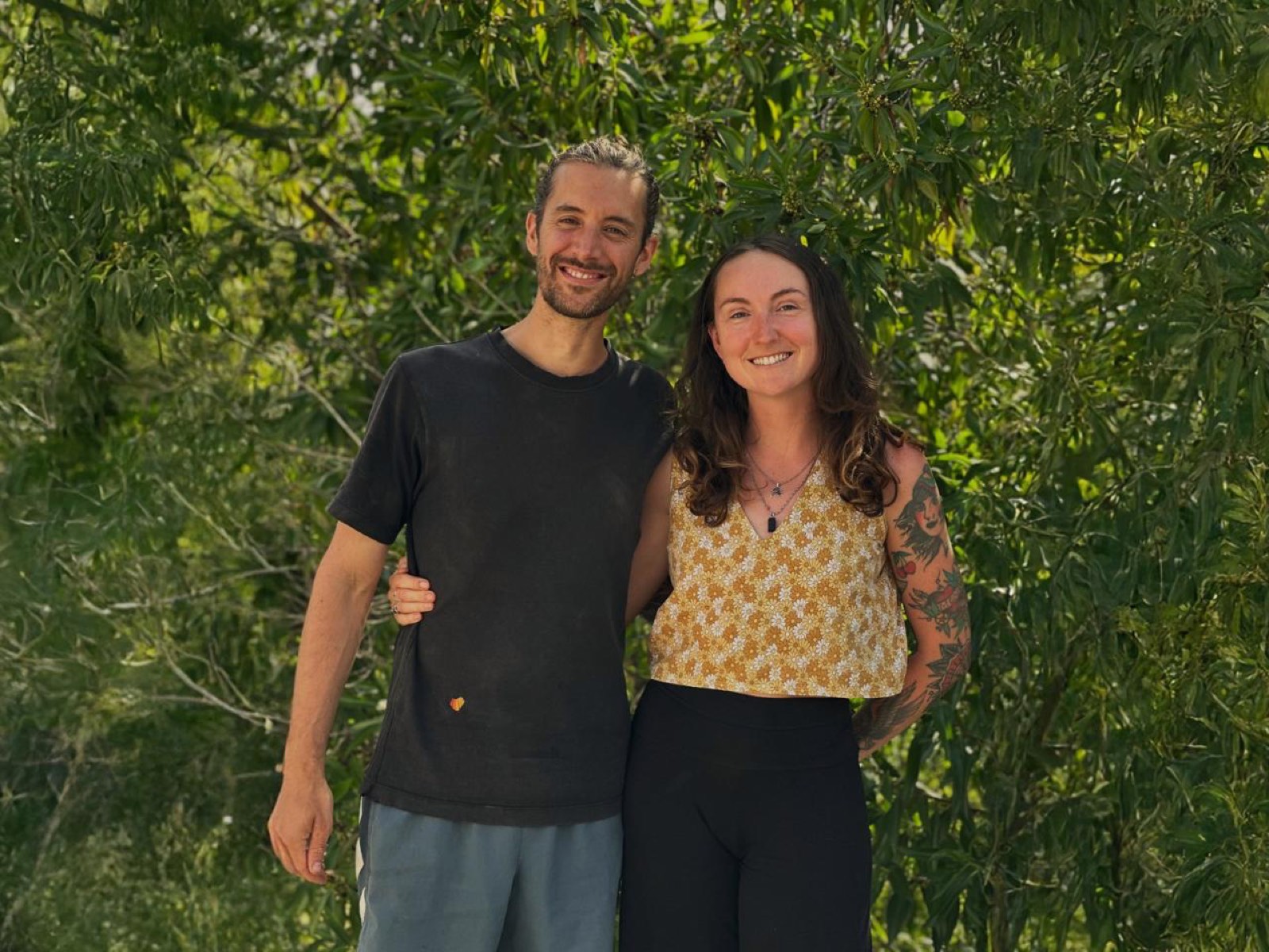 Close portrait of Lindsay and Chris outdoors