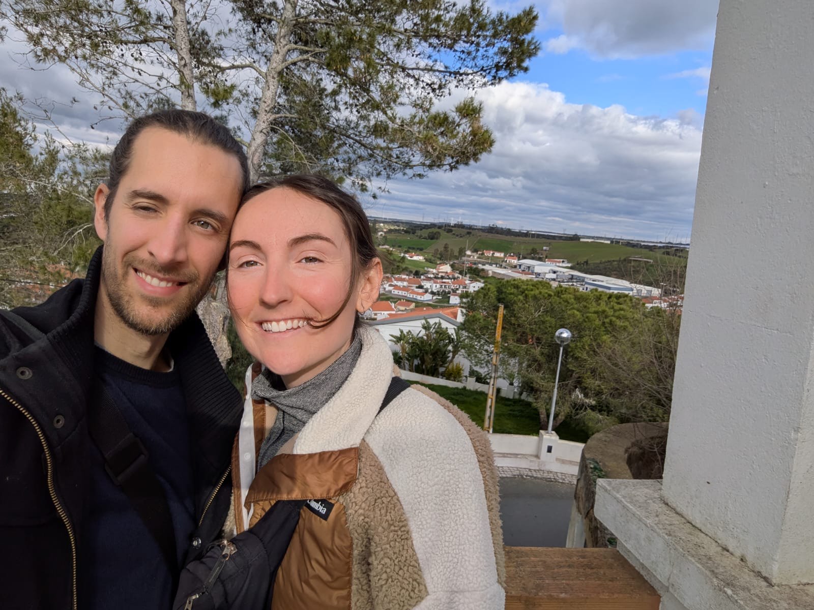 Lindsay and Chris overlooking the Portuguese countryside near Four Trees