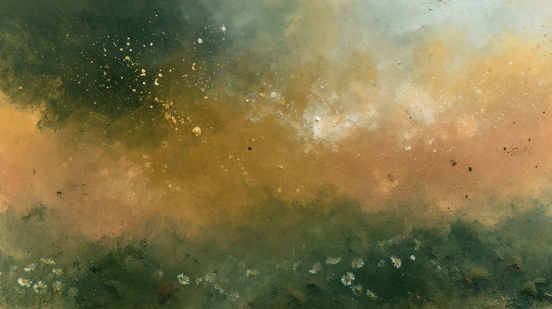 Warm ochre and deep moss tones in a wild, overgrown landscape